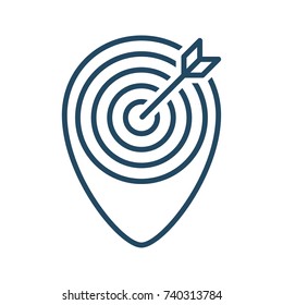 Target inside Pin vector icon in meaning Location or Destination