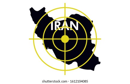 target Iran. silhouette of Iran map on white background. target scopes vector illustration. Illustration of aggression against Iran. Iran versus USA.