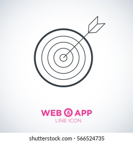 Target isolated minimal single flat linear icon for websites and mobile minimalistic flat design.