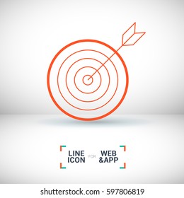 Target isolated minimal single flat linear icon for websites and mobile minimalistic flat design.
