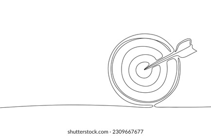 Target isolated on white background. Line art target. One line continuous vector illustration. 