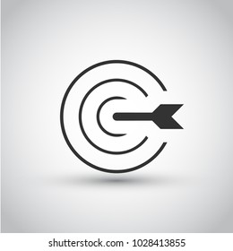 Target. Isolated vector icon, sign, emblem, pictogram. Flat style for design, web, logo or UI. Eps10