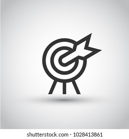Target. Isolated vector icon, sign, emblem, pictogram. Flat style for design, web, logo or UI. Eps10
