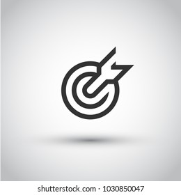 Target. Isolated vector icon, sign, emblem, pictogram. Flat style for design, web, logo or UI. Eps10
