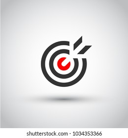 Target. Isolated vector icon, sign, emblem, pictogram. Flat style for design, web, logo or UI. Eps10