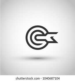 Target. Isolated vector icon, sign, emblem, pictogram. Flat style for design, web, logo or UI. Eps10