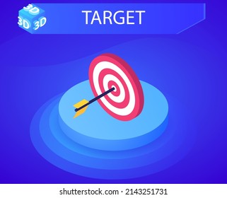 Target isometric design icon. Vector web illustration. 3d colorful concept