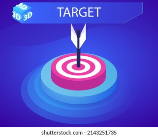 Target isometric design icon. Vector web illustration. 3d colorful concept