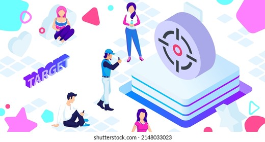 Target isometric design icon. Vector web illustration. 3d colorful concept