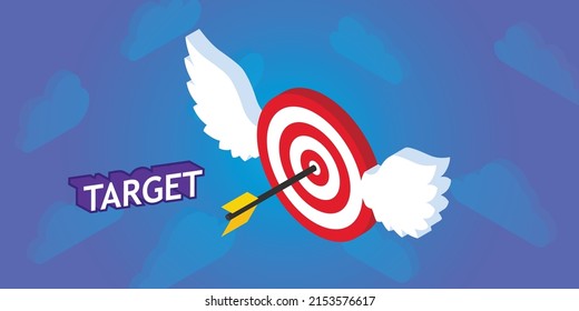 Target isometric design icon. Vector web illustration. 3d colorful concept