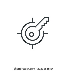 Target key icon, vector target key icon, vector illustration