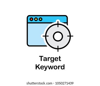 target keyword icon search engine optimization cartoon design illustration.cartoon design style, designed for web and app