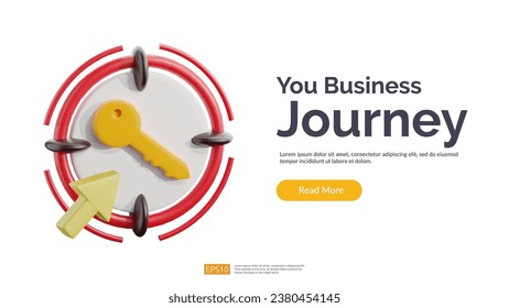 Target Keyword with Key Symbol aim 3D Icon illustration. SEO vector concept Isolate on white background