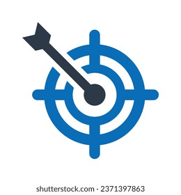 Icono azul plano de las palabras clave de destino Isolación en la ilustración del vector de fondo blanco | Iconos de Seo