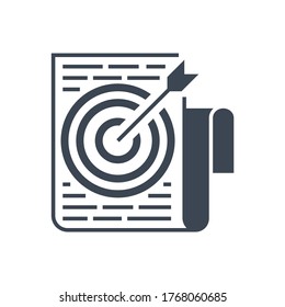 Target Keywords Related Vector Glyph Icon. Isolated on White Background. Vector Illustration.