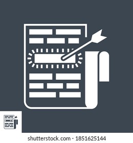 Target Keywords Related Vector Glyph Icon. Isolated on Black Background. Vector Illustration.