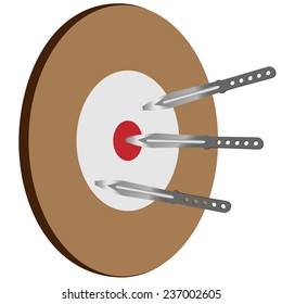 Target knife, competition, dartboard, knife vector, isolated  on white