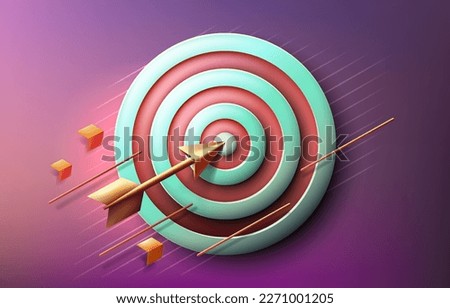 Target landing page, banner business 3d icon. Vector illustration