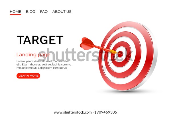 Target landing page, banner business 3d\
icon. Vector\
illustration