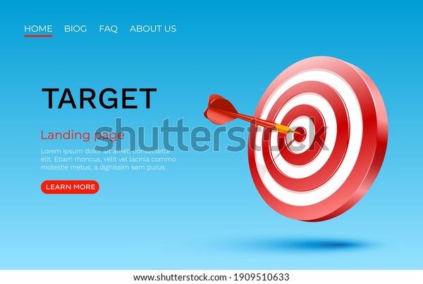 Target landing page, banner business 3d
icon. Vector
illustration
