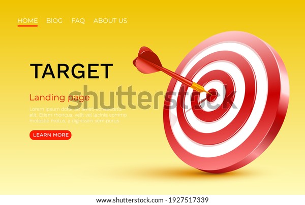Target landing page, banner business 3d\
icon. Vector\
illustration