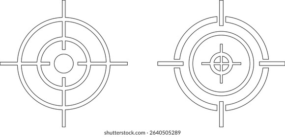 Target line art icon set.target icon on isolated background. Crosshair in black.Editable Stroke, Pixel Perfect, Stock Illustration. Goal symbol collection. Darts icon. Hitting the bullseye line.