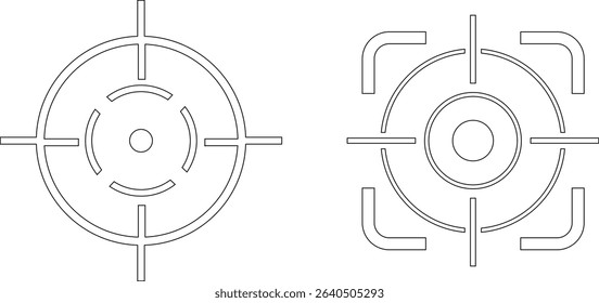 Target line art icon set.target icon on isolated background. Crosshair in black.Editable Stroke, Pixel Perfect, Stock Illustration. Goal symbol collection. Darts icon. Hitting the bullseye line.