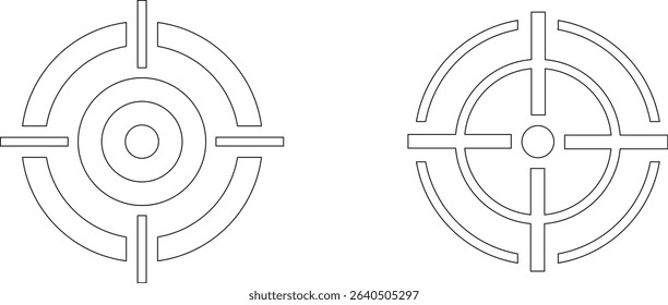 Target line art icon set.target icon on isolated background. Crosshair in black.Editable Stroke, Pixel Perfect, Stock Illustration. Goal symbol collection. Darts icon. Hitting the bullseye line.