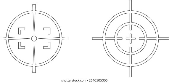 Target line art icon set.target icon on isolated background. Crosshair in black.Editable Stroke, Pixel Perfect, Stock Illustration. Goal symbol collection. Darts icon. Hitting the bullseye line.