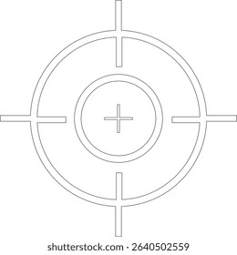 Target line art icon.target icon on isolated background. Crosshair in black.Editable Stroke, Pixel Perfect, Stock Illustration. Goal symbol collection. Darts icon. Hitting the bullseye line.