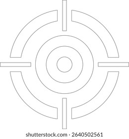 Target line art icon.target icon on isolated background. Crosshair in black.Editable Stroke, Pixel Perfect, Stock Illustration. Goal symbol collection. Darts icon. Hitting the bullseye line.