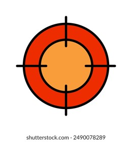 Target line icon. Aim, focus, precision, goal, center, bullseye, accuracy, shooting, archery, competition, marksmanship, practice, objective, hit, target, game, sport, sight, shot, scope.