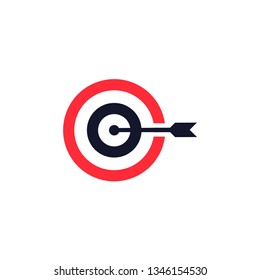 Target line icon with arrow. Goal concept. Marketing targeting strategy symbol