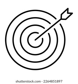 Icono de línea de destino. Cartel con flecha. Concepto de objetivo de flecha de negocio. Ilustración del vector