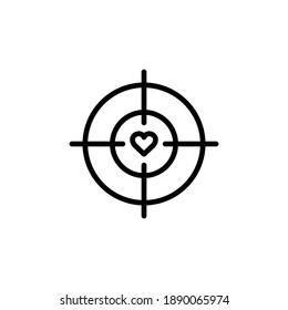 Target line icon with heart. simple design editable. Design template vector