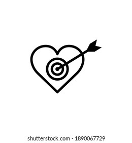 Icono de línea de destino con corazón. diseño simple editable. vector de plantilla de diseño