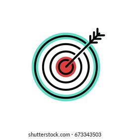 Target line icon. Line icons with flat design elements on white background. Modern infographic. Symbol for your web site design, logo, app, UI. Vector illustration, EPS