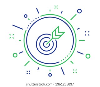 Target line icon. Marketing targeting strategy symbol. Aim with arrows sign. Quality design elements. Technology target button. Editable stroke. Vector
