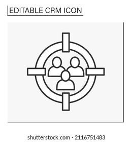 Zielzeilensymbol. Zielgruppe für potenzielle Kunden.Focus group.Marketing segmentation.CRM Konzept. Einzige Vektorgrafik. Bearbeitbarer Hub