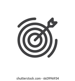Target line icon, outline vector sign, linear style pictogram isolated on white. Symbol, logo illustration. Thick line design. Pixel perfect graphics
