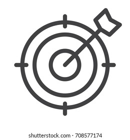 Target line icon, outline vector sign, linear style pictogram isolated on white. Symbol, logo illustration. Editable stroke.