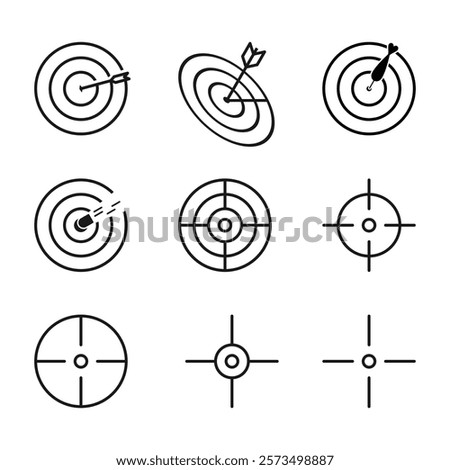 target line icon set , focus logo, aiming vector illustration isolated transparent background