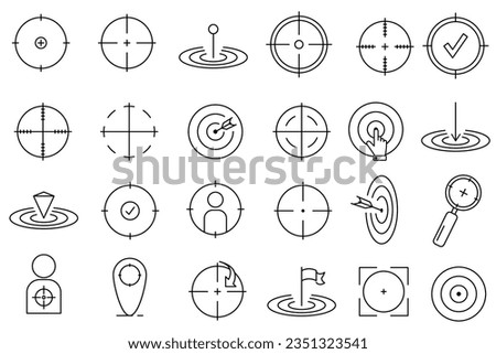 Target line icon set. Included icons as aim, goal, crosshair. Set of goals. Target icon. Target, call, goal icon. Vector Editable stroke.