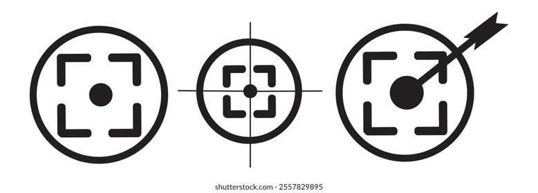 Target line icon set. objective ambition goal vector icon. Business mission sign. opportunity pictogram. purpose or aim line icon. sales focus sign for UI designs. 333