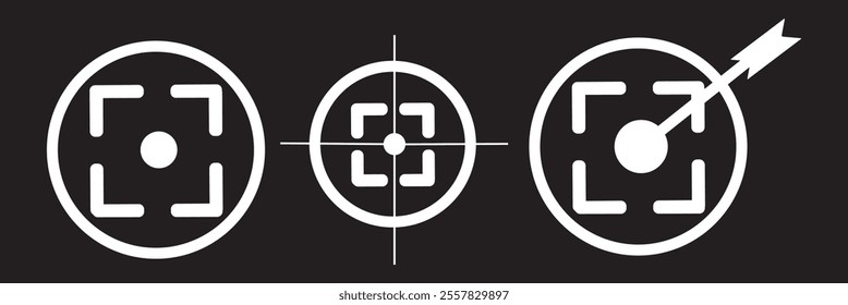 Target line icon set. objective ambition goal vector icon. Business mission sign. opportunity pictogram. purpose or aim line icon. sales focus sign for UI designs. 333