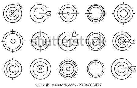 Target line icon set. Out line icon of Goal, achievement and success symbol collection. Vector illustration. 