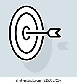 Target line icon. Shooting, aim target, victim, optics, zoom, weapons, collimator, war, targeted advertising. Advertising concept. Vector sticker line icon on white background