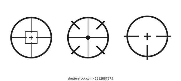 Icono vectorial de línea de destino. Símbolo de foco de orientación de armas de fuego. Puntero de puntería de nivelador