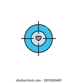 Target lineal color icon with heart. simple design editable. Design template vector