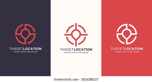 target location Logo designs Template. symbol pin maps combined with target sign.